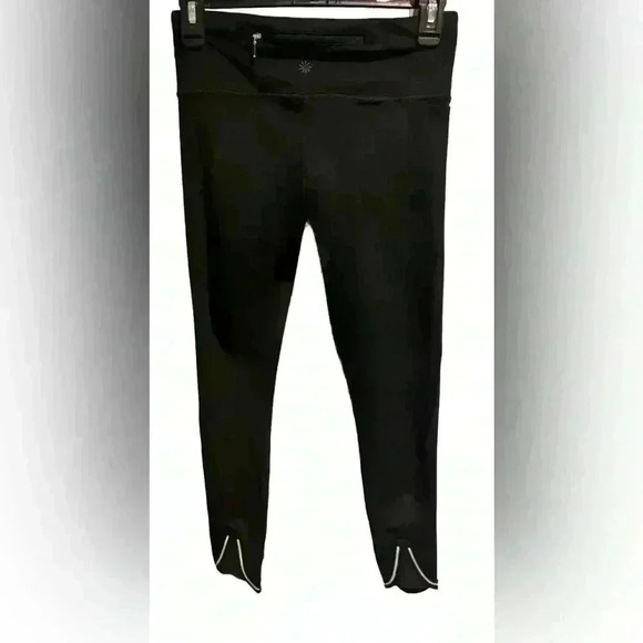 Women’s Athleta Black Ankle Leggings: w/ Pockets & White Reflectors: size XS - Picture 2 of 9